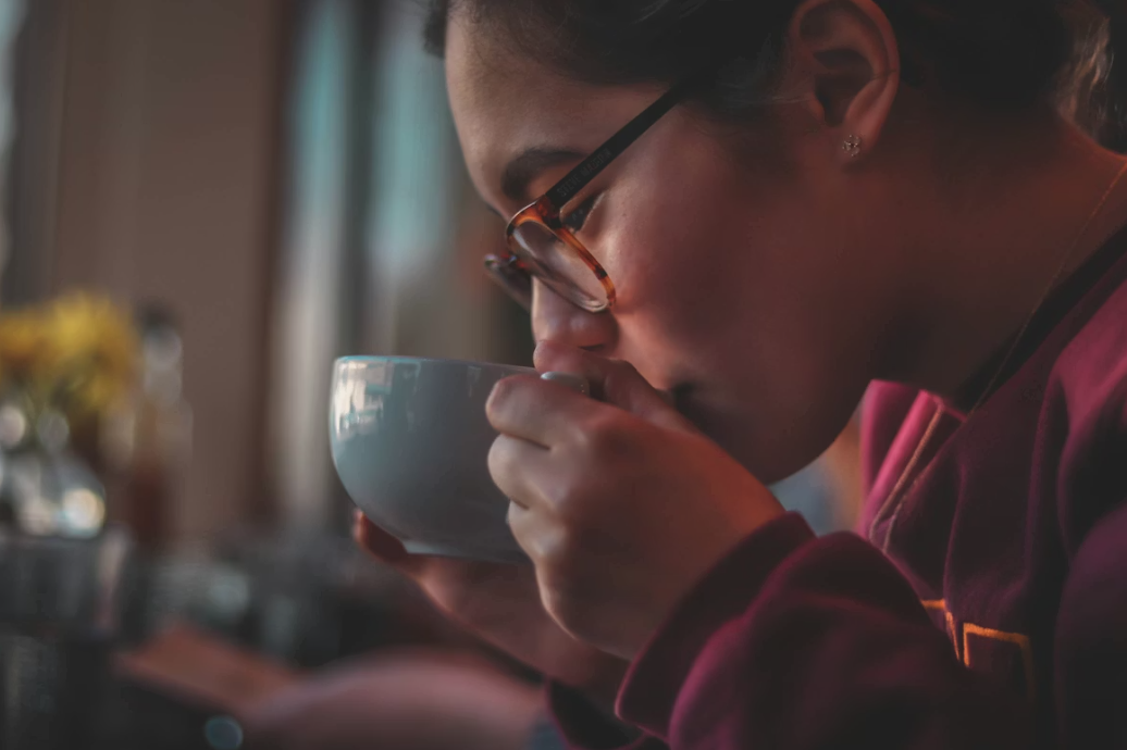 Woman relaxing with tea